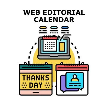 Web editorial calendar planning content strategy scheduling Stock Illustration