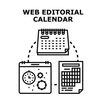 Web editorial calendar planning content strategy developing schedule Stock Illustration