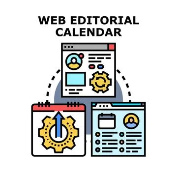 Web editorial calendar planning strategy development process Stock Illustration