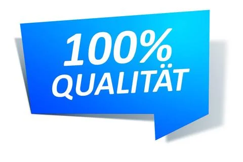Web Element 100% Qualitaet Ein modernes blaues Web Element mit dem Wort 10... Stock Photos