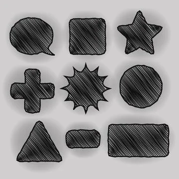 Web Element Or Business Collection Pen Shading Effect Sets, Vector Illustrati Stock Illustration