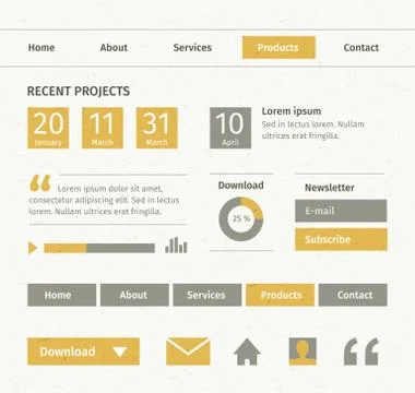 Web elements on paper texture Stock-Illustration