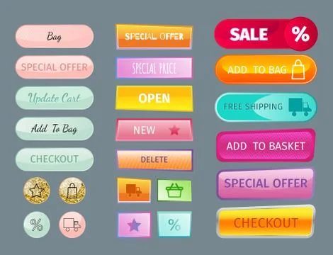 Web elements shop buttons buy element cart business banner symbol navigation 스톡 일러스트