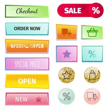 Web elements shop buttons buy element cart business banner symbol navigation イラスト素材