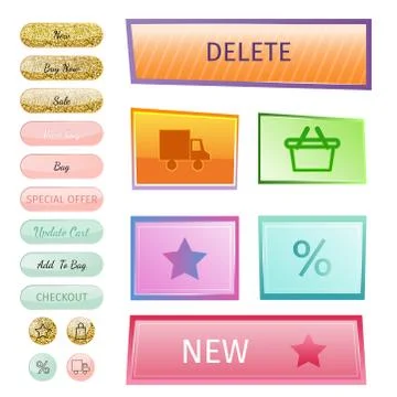 Web elements shop buttons buy element cart business banner symbol navigation Illustrazione stock