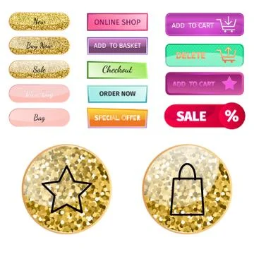 Web elements shop buttons buy element cart business banner symbol navigation Stock Illustration