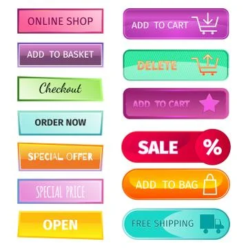 Web elements shop buttons buy element cart business banner symbol navigation 스톡 일러스트