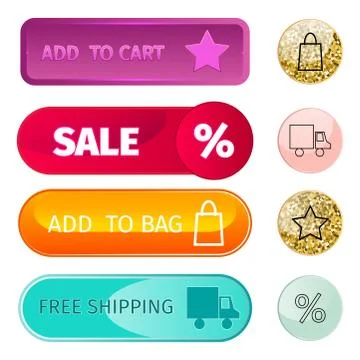 Web elements shop buttons buy element cart business banner symbol navigation Stock Illustration