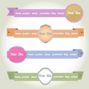 Web Elements Vector Header &amp; Navigation Templates Set Stock Illustration