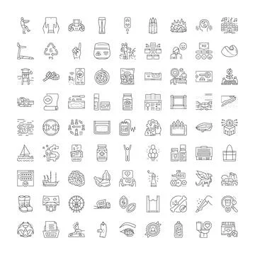 Web emblems and product symbols line icons collection Illustrazione stock