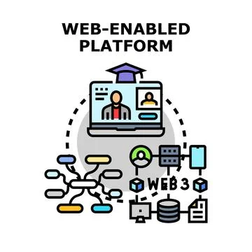 Web enabled platform concept for global online education Stock Illustration