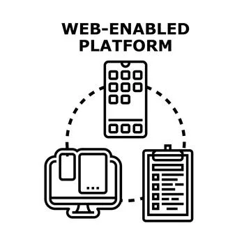 Web enabled platform connecting devices and data management Stock Illustration