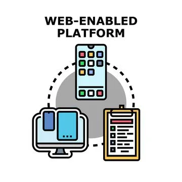 Web enabled platform connecting devices and data management Stock Illustration