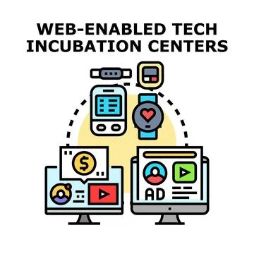 Web enabled tech incubation centers concept vector Illustrazione stock