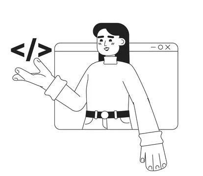 Web engineer building website code black and white concept vector illustration 스톡 일러스트