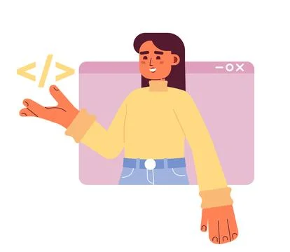 Web engineer building website code flat concept vector spot illustration Stock Illustration