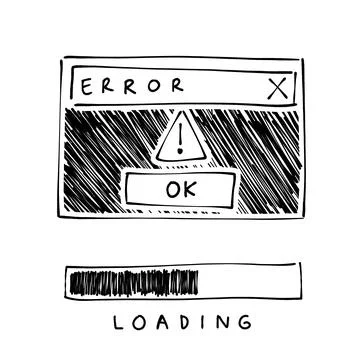 Web error and loading icon doodle art	 Stock Illustration