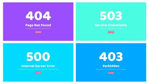 Web error pages layout vector design Illustrazione stock