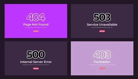 Web error pages layout vector design Stock Illustration