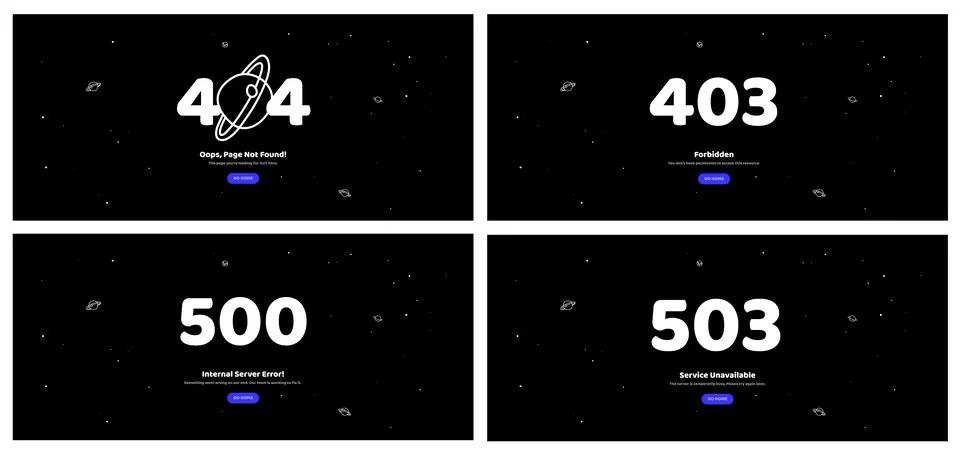 Web error pages layout vector design Stockillustratie