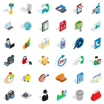 Web file icons set, isometric style Stock Illustration