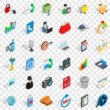 Web file icons set, isometric style Stock Illustration