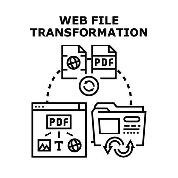 Web file transformation converting document digital data Stock Illustration