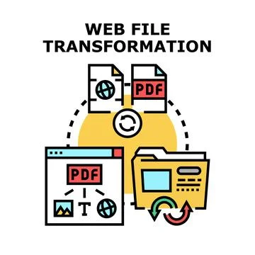 Web file transformation converting document digital data Stock Illustration
