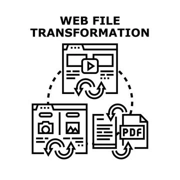 Web file transformation data converting process Stock Illustration