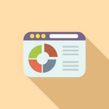 Web finance research icon flat vector. Digital business Stock Illustration