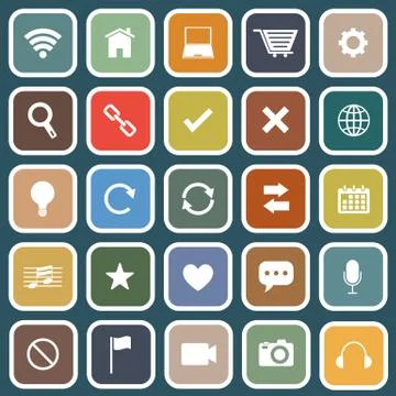 Web flat icons on blue background Stock Illustration