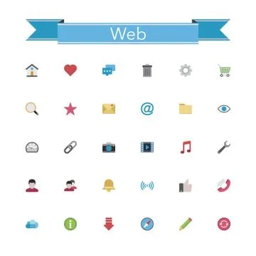 Web Flat Icons Stock Illustration