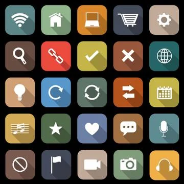 Web flat icons with long shadow Stock Illustration