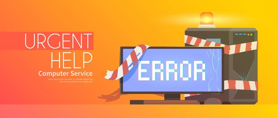 Web flat vector banner on the theme: computer repairing. Stock Illustration