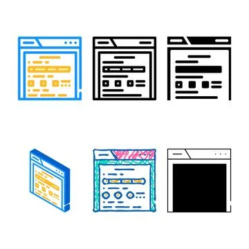 Web folder color icon vector set Illustrazione stock