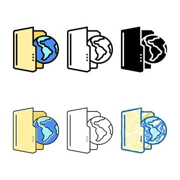 Web folder color set icon vector Stock Illustration