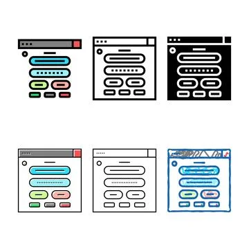 Web form registration color icon vector pack Stock Illustration
