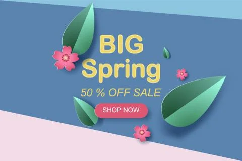 Web Frame with red flowers and leaf for spring season sales banners.Creative Illustrazione stock