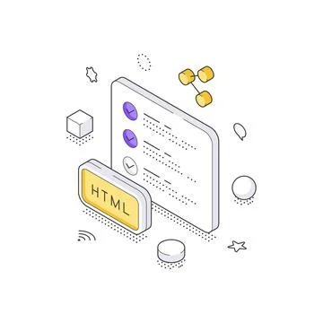 Web Frontend Development With HTML Markup Language Isometric Vector Illustr.. イラスト素材
