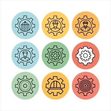 Web gear settings vector icons set Stock Illustration
