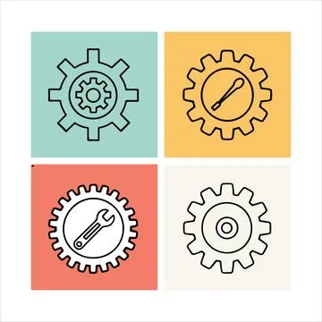 Web gear settings vector icons set Stock Illustration