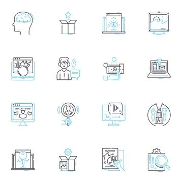 Web governance linear icons set. Accessibility, Accountability, Authority Stock Illustration