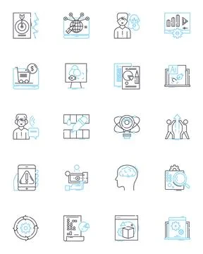 Web governance linear icons set. Accessibility, Accountability, Authority Stock Illustration