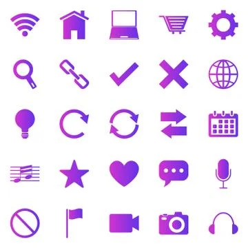 Web gradient icons on white background Illustrazione stock