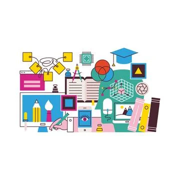 Web Graphic Designer Drawing Isolated Stock Illustration