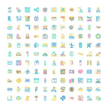 Web graphic icons collection presenting business symbols and technology Stock Illustration