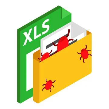 Web hacking icon isometric vector. Bug attack on document xls file format Stock Illustration