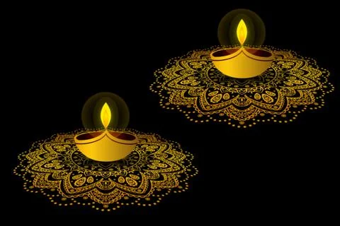 Web header illustration of burning diya on happy Diwali for light festival .. Stock Illustration