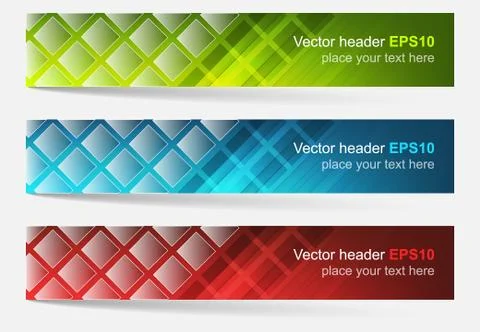 Web header, set of vector banner Stock Illustration