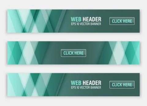 Web header, set of vector horizontal abstract banners. Stock Illustration